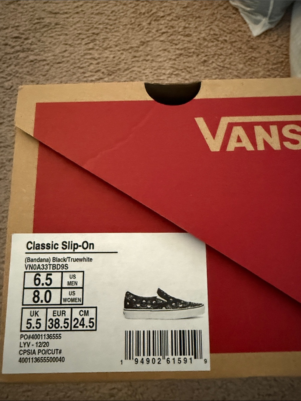 Vans Black & White Paisley Skull Slip-On Sneakers - Picture 6 of 6